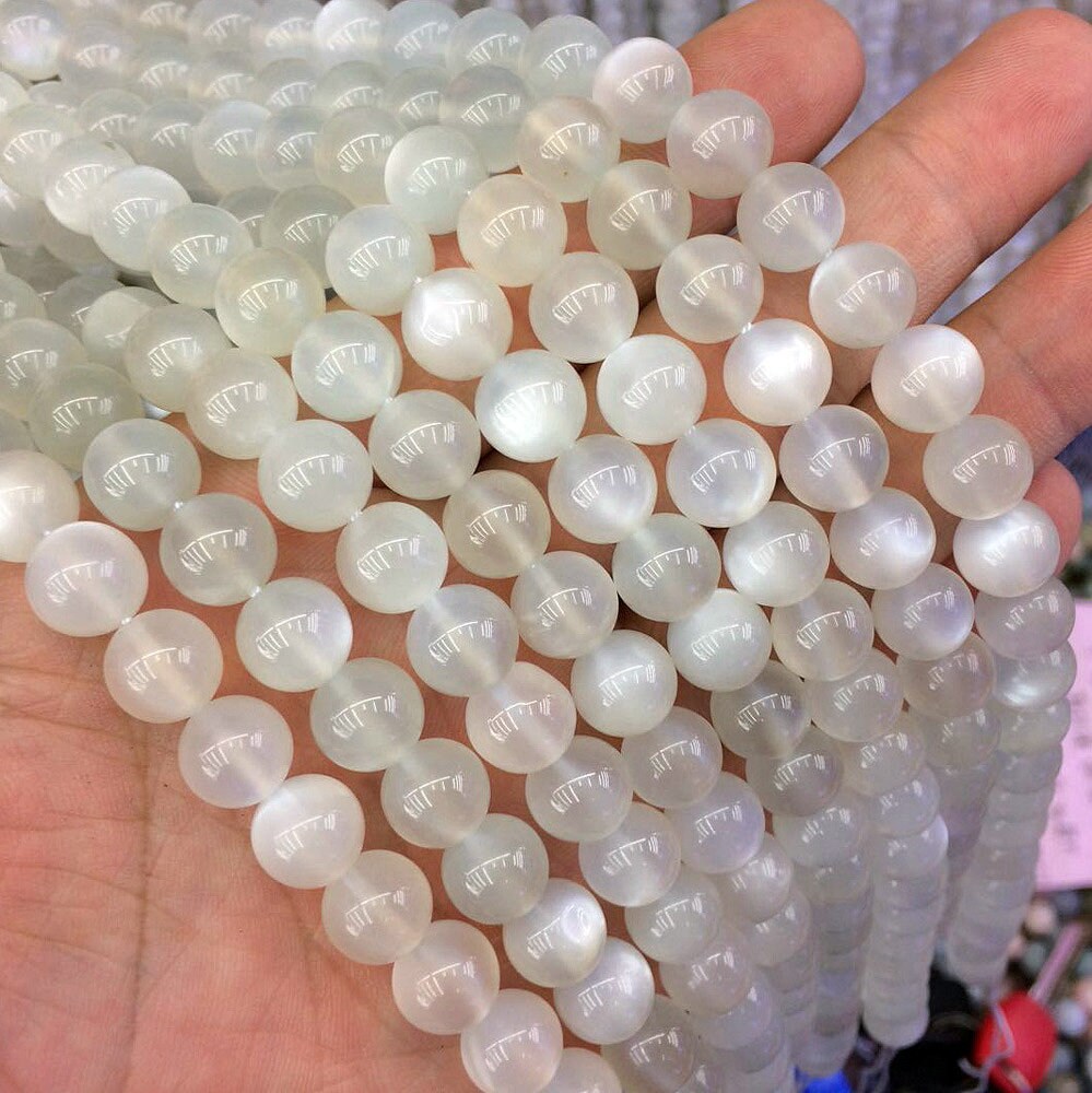 A+ White Moonstone Beads 4mm 6mm 8mm 10mm 15''