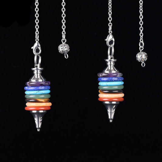 7 Chakra Reiki Stone Pendant Jewelry Pendulums 7''