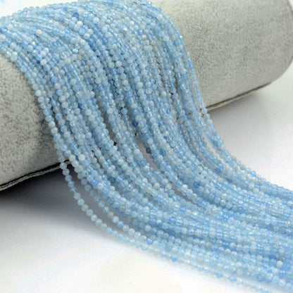 Aquamarin facetterede perler 2 mm 3 mm 4 mm 15''