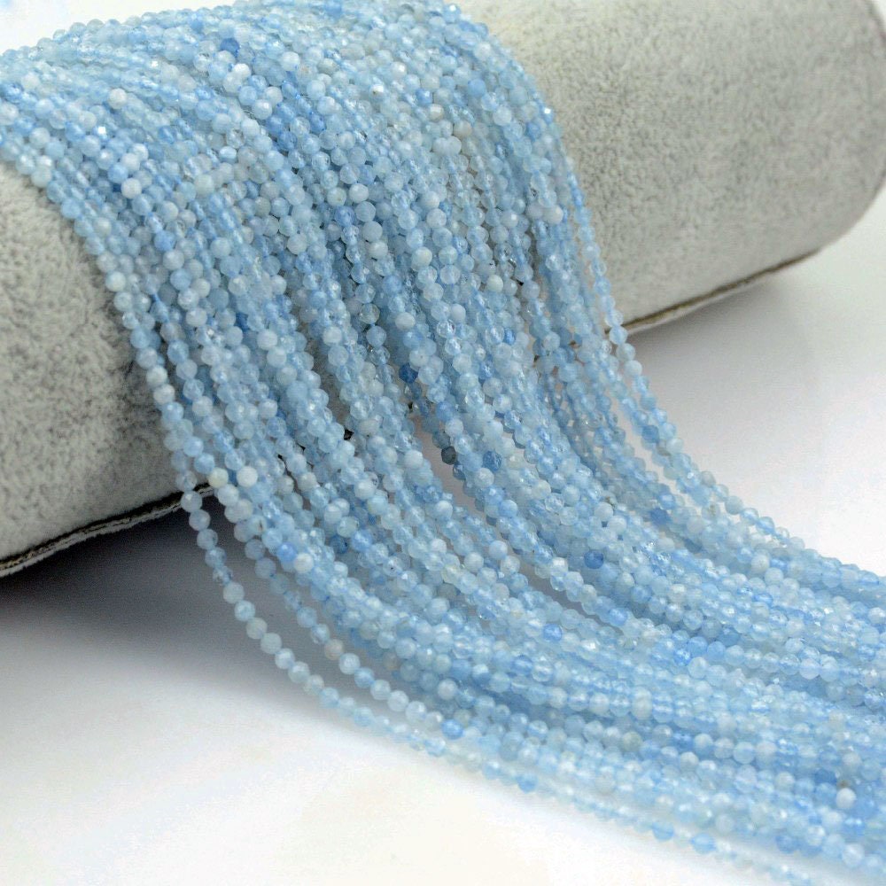Aquamarine Faceted Beads 2mm 3mm 4mm 15''