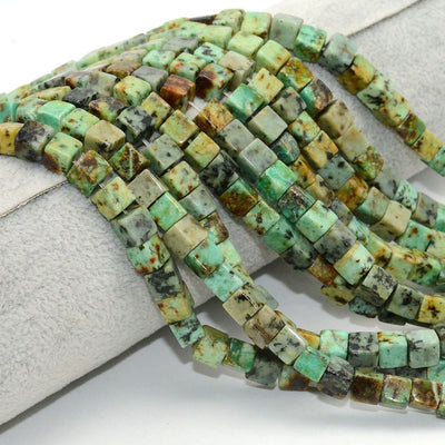 African Turquoise Cube Stone Beads 4mm 6mm 15''