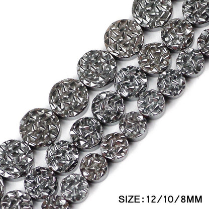 Hematite Flat Round Beads 8mm 10mm 12mm 15''