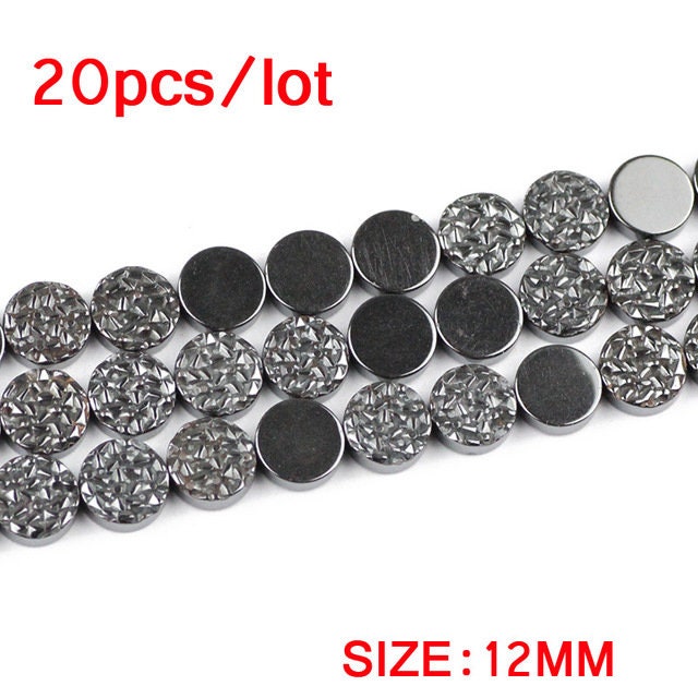 Hematite Flat Round Beads 8mm 10mm 12mm 15''