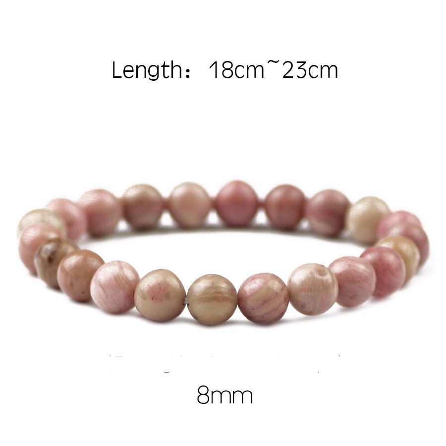 Rhodonite Beads Bracelet 8''