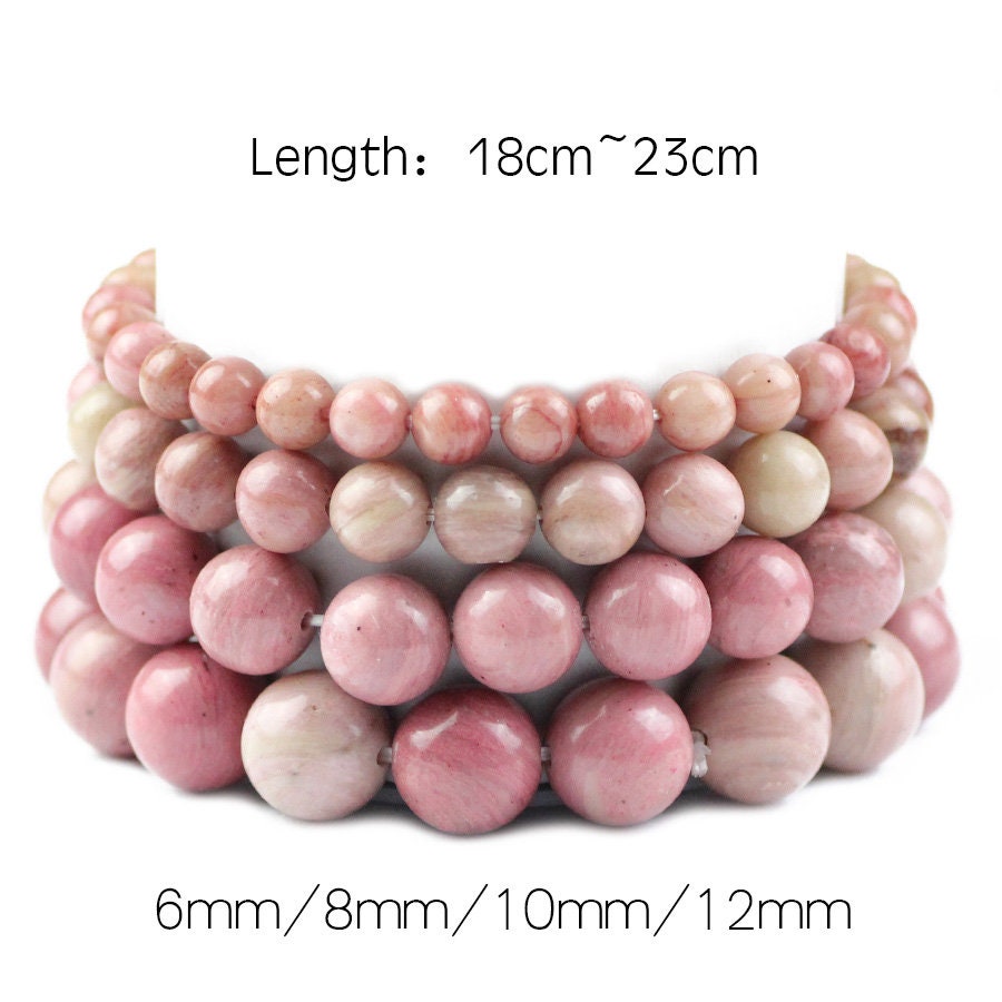 Rhodonite Beads Bracelet 8''