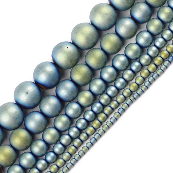 Mélange de perles hématite mates 2 mm 3 mm 4 mm 6 mm 8 mm 10 mm 15''