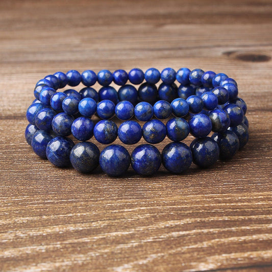 Blue Lapis Lazuli Beads Bracelet 8''