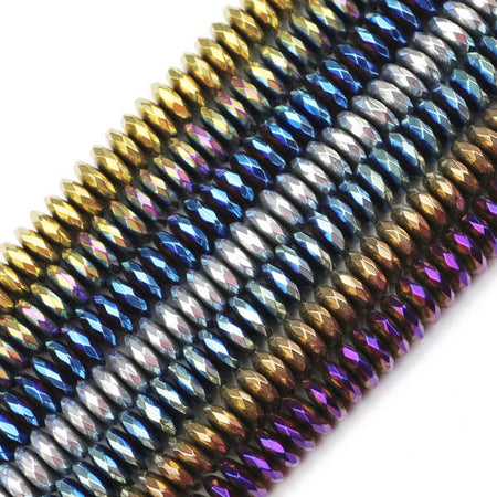 Perles à facettes en hématite rondelles 2x3mm 2x4mm 3x6mm 3x8mm 3x10mm