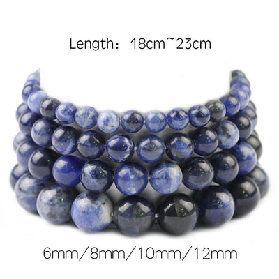Sodalite Bracelet Natural Stone Beads Bracelet, 4mm 6mm 8mm 10mm 12mm 8''