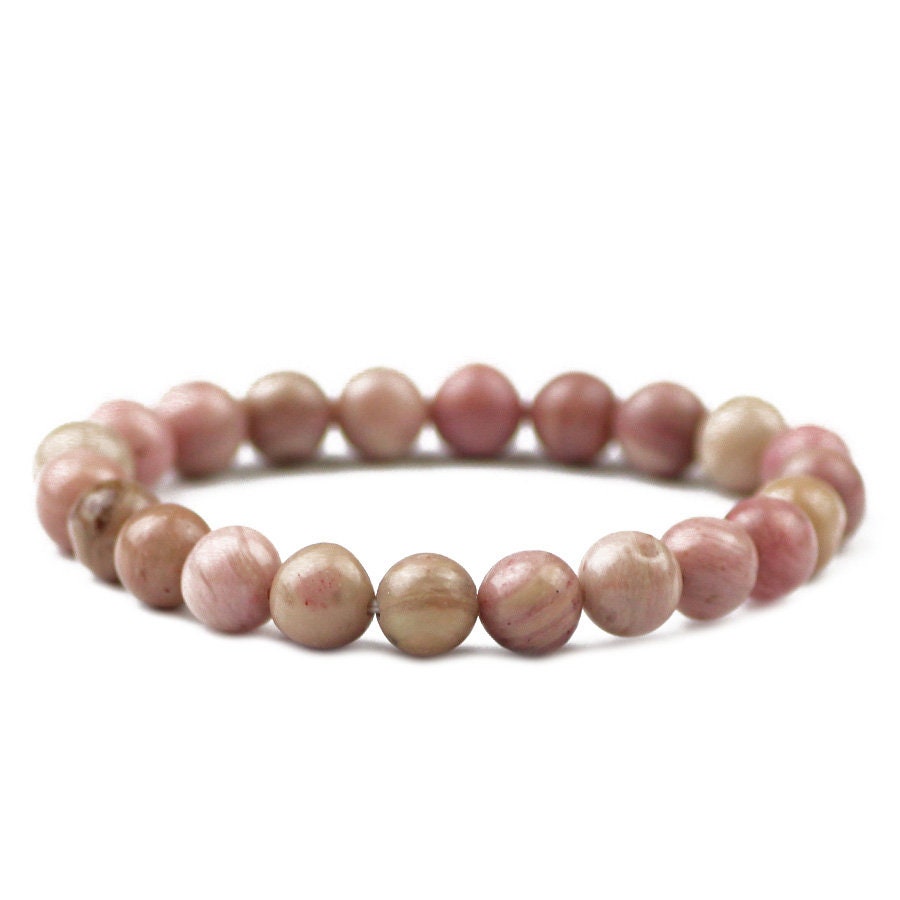 Rhodonite Beads Bracelet 8''