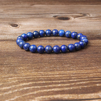 Blue Lapis Lazuli Beads Bracelet 8''