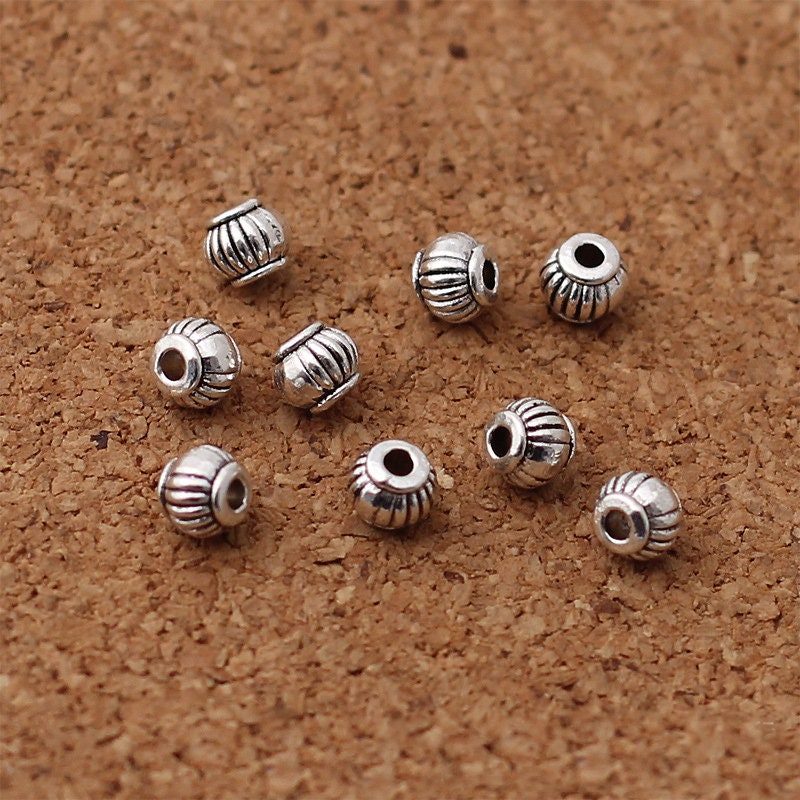 Alloy Spacer Beads Antique Silver Lantern Carved Findings 4mm 6mm 8mm 50pcs