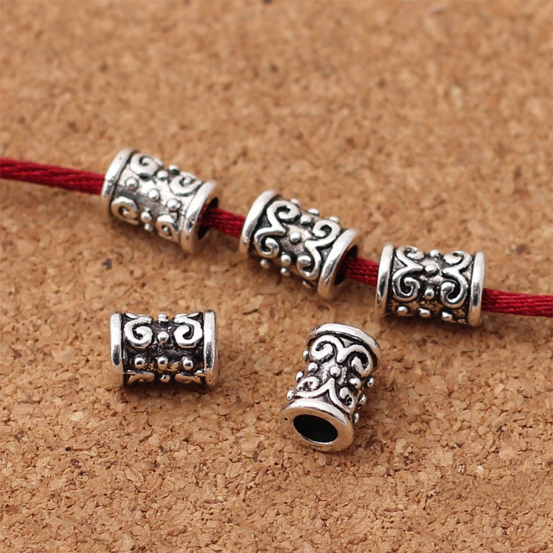 Alloy Spacer Beads Tube Carved Jewelry Findings 7x10mm 50pcs