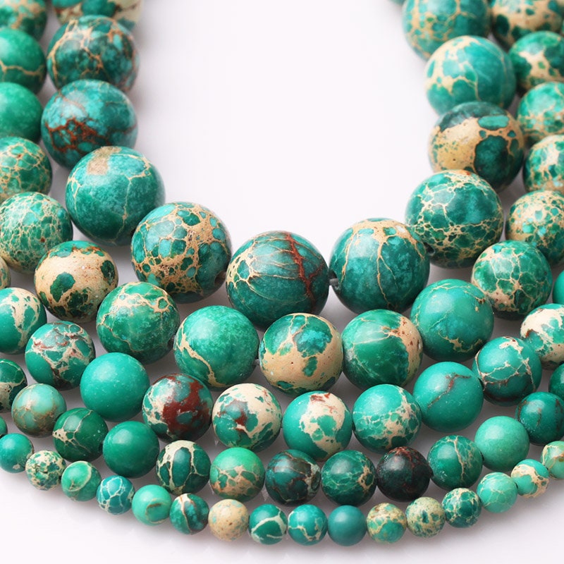 Green Sea Sediment Imperial Jasper Beads 4mm 6mm 8mm 10mm 12mm 15''