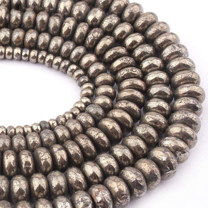 Pyrite Rondelle Beads Natural Gemstone Beads 2x4mm 3x6mm 5x8mm