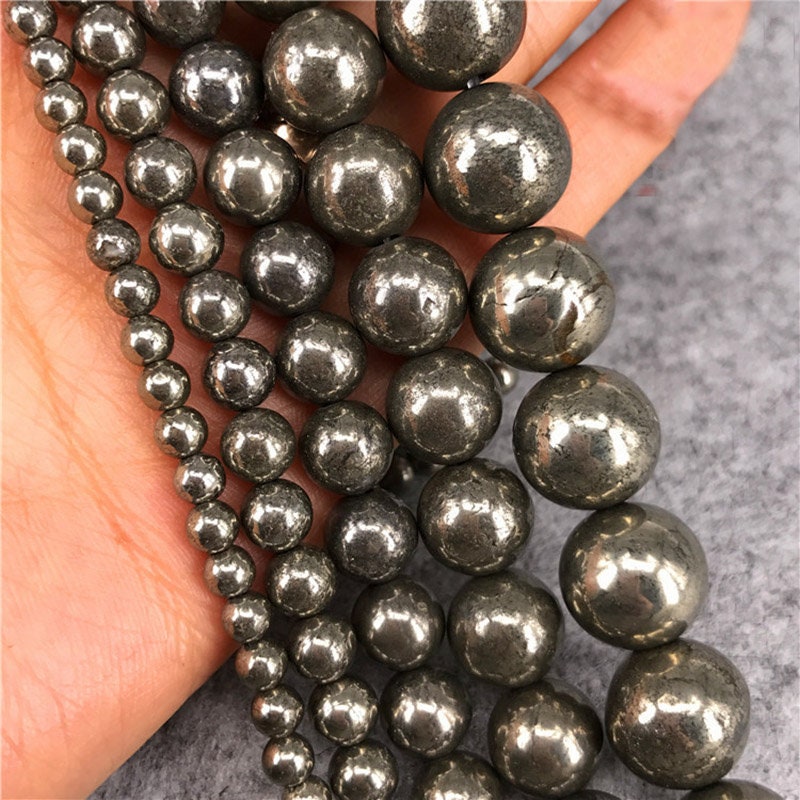 Pyrite Round Beads Natural Gemstone Beads4mm 6mm 8mm 10mm 12mm 15''