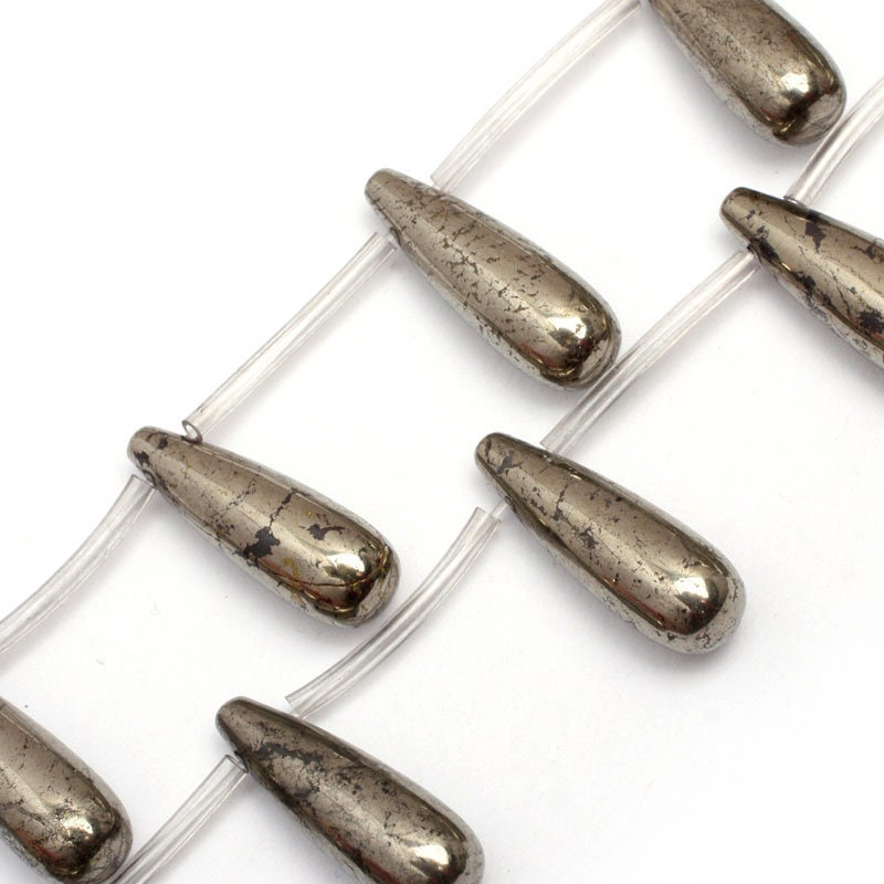Pyrite Teardrop Beads Natural Gemstone Beads 6x10mm 8x12mm 8x24mm 15''