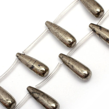 Perles en forme de larme de pyrite, pierres précieuses naturelles, 6 x 10 mm, 8 x 12 mm, 8 x 24 mm, 38 cm