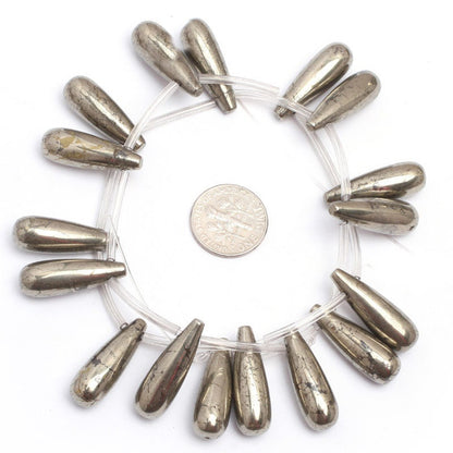 Pyrite Teardrop Beads Natural Gemstone Beads 6x10mm 8x12mm 8x24mm 15''