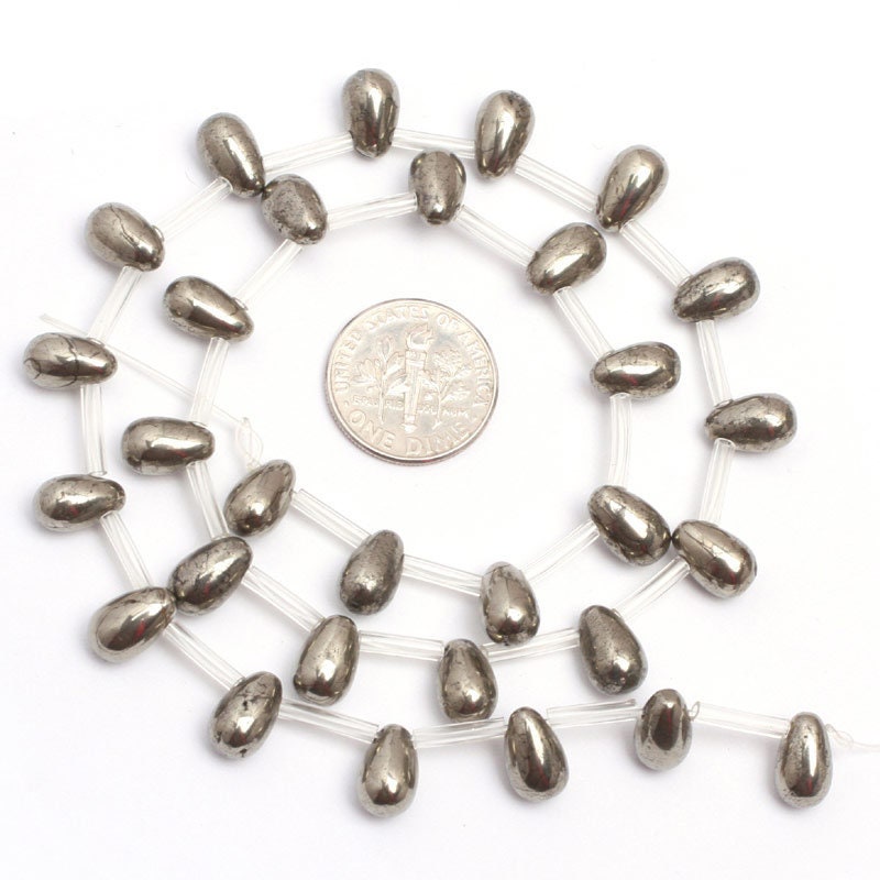 Pyrite Teardrop Beads Natural Gemstone Beads 6x10mm 8x12mm 8x24mm 15''