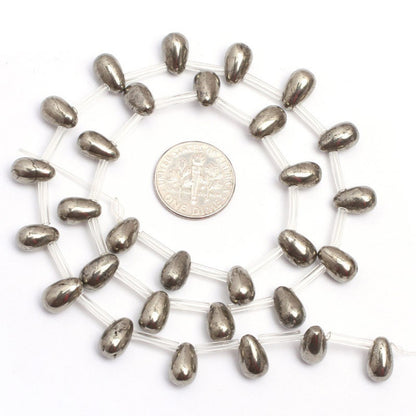 Pyrite Teardrop Beads Natural Gemstone Beads 6x10mm 8x12mm 8x24mm 15''