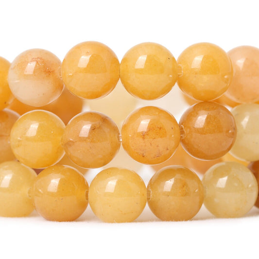 Gul jade, naturlig ædelsten, rund løs sten 6mm 8mm 10mm 15''