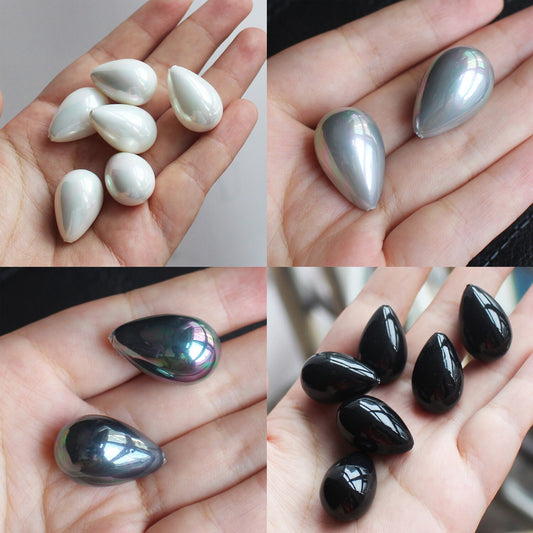 Shell Pearl Teardrop Beads Half Drilled  16x25mm 2pcs