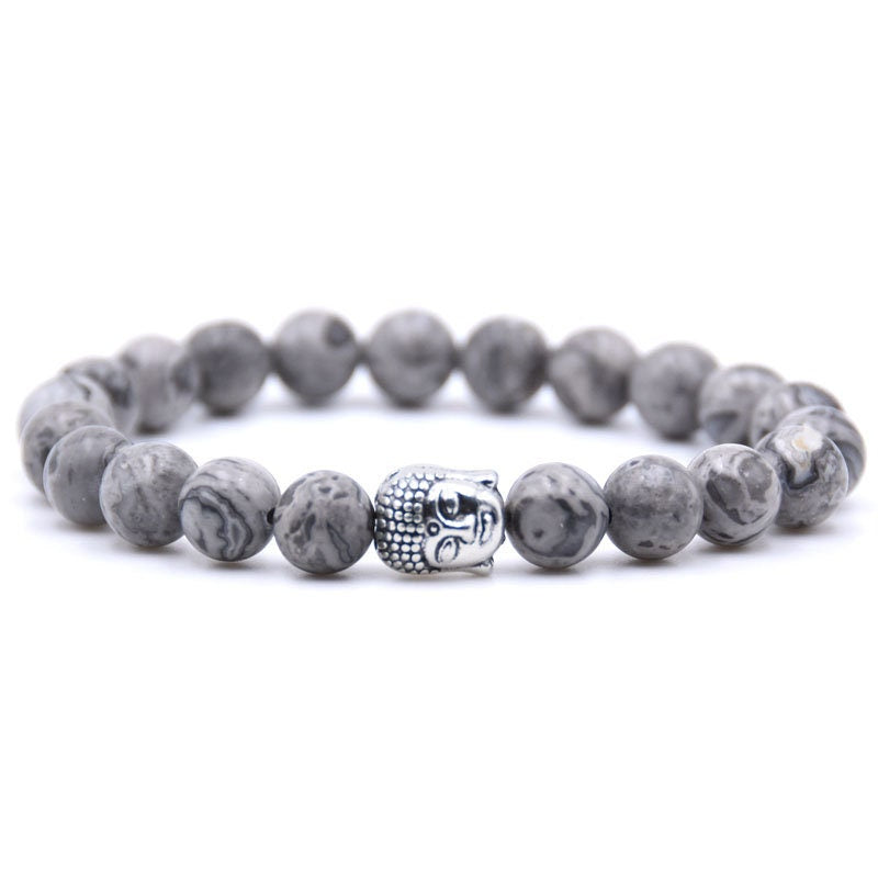 Buddha Matte Stone Bracelet 8''
