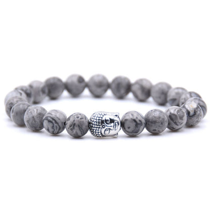 Buddha Matte Stone Bracelet 8''