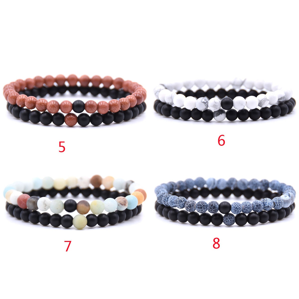 Matte Onyx Bracelets 2pcs 6mm 7.5''