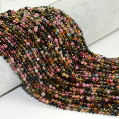 Rainbow Tourmaline Faceted Beads 2mm 3mm 4mm