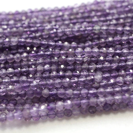 Perles à facettes en améthyste, pierres précieuses naturelles, 2 mm, 3 mm, 4 mm, 15 pouces