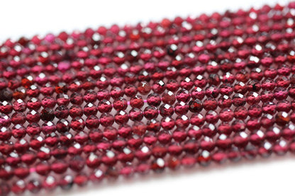 Garnet Faceted Beads 2mm 3mm 4mm 15''
