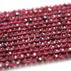 Perles à facettes en grenat 2 mm 3 mm 4 mm 15''