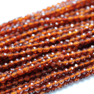 Orange Garnet Faceted Beads 2mm 3mm 4mm 15''