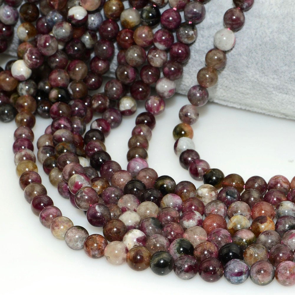 Genuine Pink Tourmaline , Natural Gemstone , Round Stone  4mm 6mm 8mm 10mm 15''