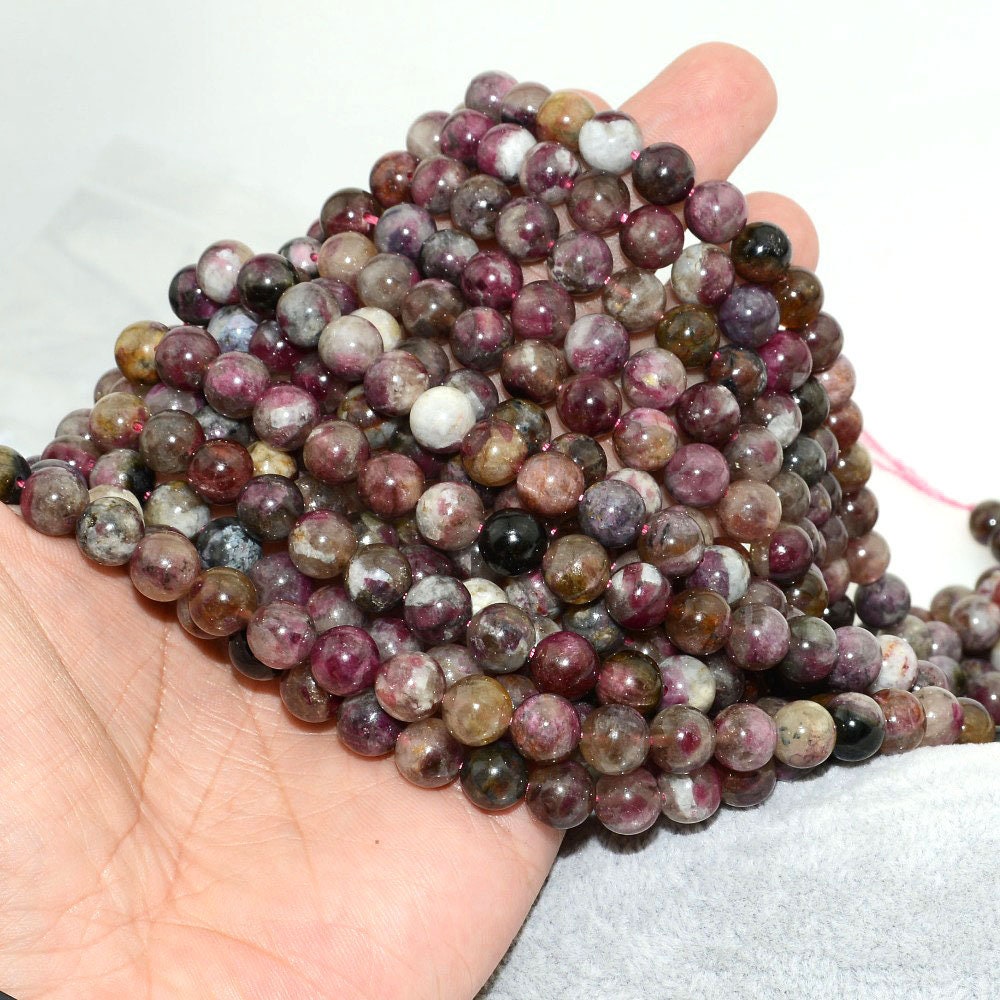 Genuine Pink Tourmaline , Natural Gemstone , Round Stone  4mm 6mm 8mm 10mm 15''