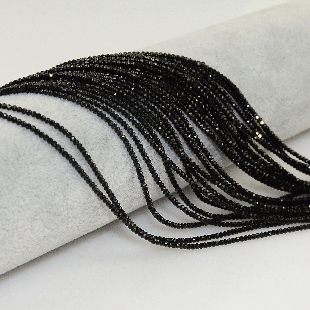 Black Spinel Rondelle Faceted Beads 2x3mm 2x4mm 3x5mm 4x6mm