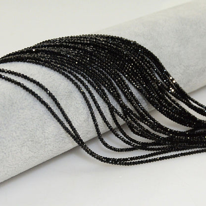 Black Spinel Rondelle Faceted Beads 2x3mm 2x4mm 3x5mm 4x6mm