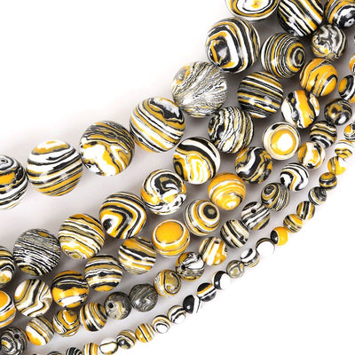 Yellow Black White Malachite Beads 4mm 6mm 8mm 10mm 12mm 15''