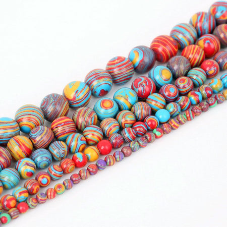 Perles de malachite rouge et bleue 4 mm, 6 mm, 8 mm, 10 mm, 12 mm