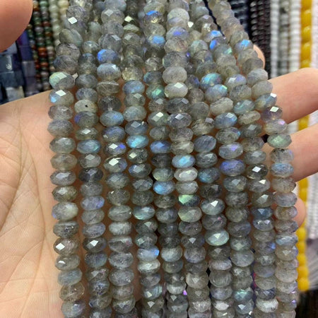 Perles à facettes en labradorite rondelles 3x5mm 4x6mm 5x8mm