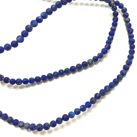 Perles de lapis-lazuli véritables et mates de 2 mm, 3 mm et 4 mm