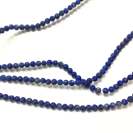 Perles de lapis-lazuli véritables et mates de 2 mm, 3 mm et 4 mm