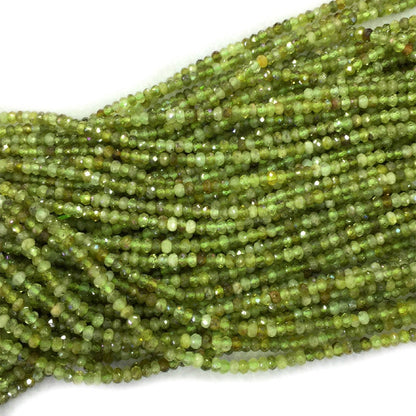 Green Garnet Rondelle Faceted Beads 3x4mm 15''