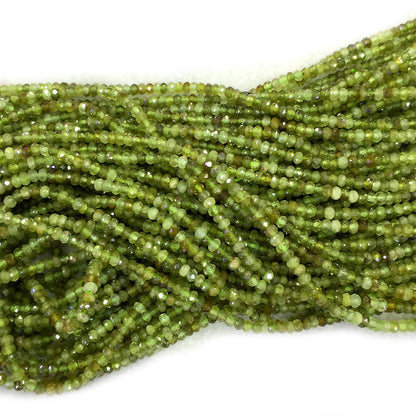 Green Garnet Rondelle Faceted Beads 3x4mm 15''