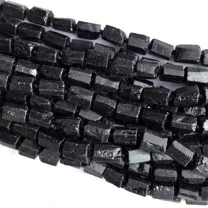 Black Tourmaline Nugget Beads Raw Gemstone Beads 8-12mm