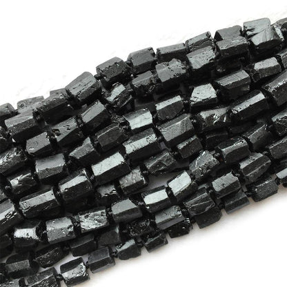 Black Tourmaline Nugget Beads Raw Gemstone Beads 8-12mm