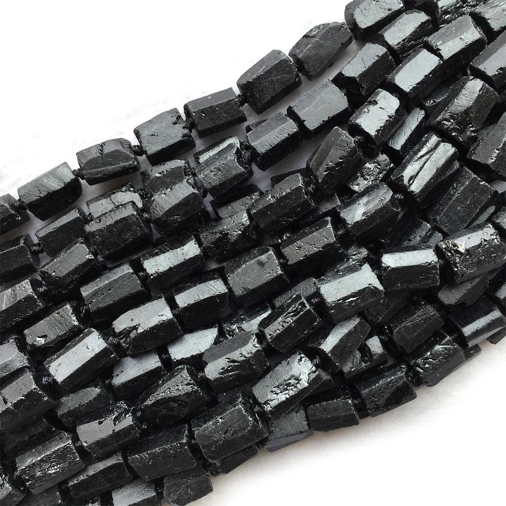 Black Tourmaline Nugget Beads Raw Gemstone Beads 8-12mm