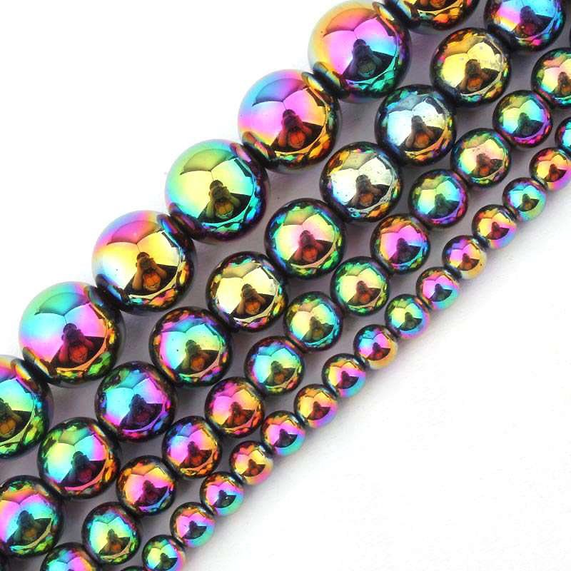 Perles d'hématite arc-en-ciel 2 mm 3 mm 4 mm 6 mm 8 mm 10 mm